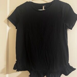 Banana Republic Black T-Shirt with Ruffle Hem